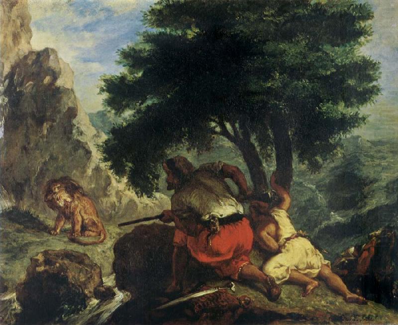 Eugene Delacroix Lion Hunt in Morocco china oil painting image